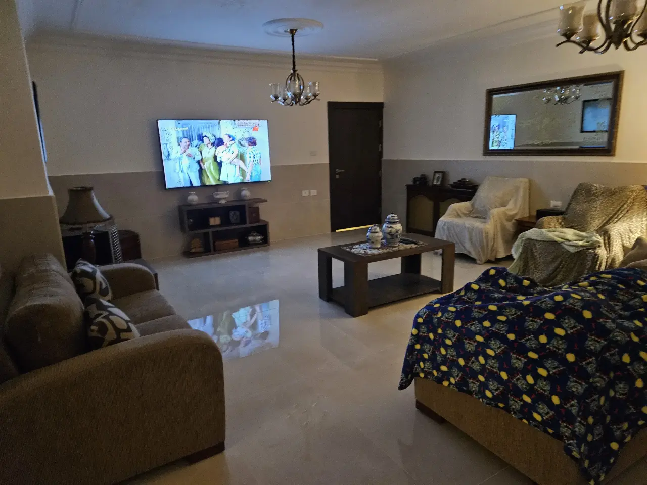 Whole-floor 231 m² ground apartment with U-shaped garden and two garages, Al Rawabi