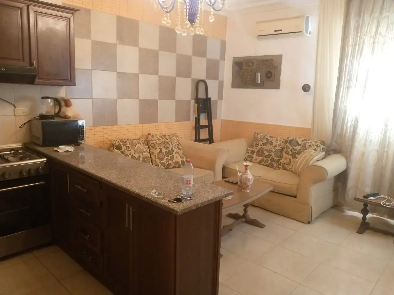 Monthly or yearly in Al Kursi: furnished semi-ground 2-bed flat