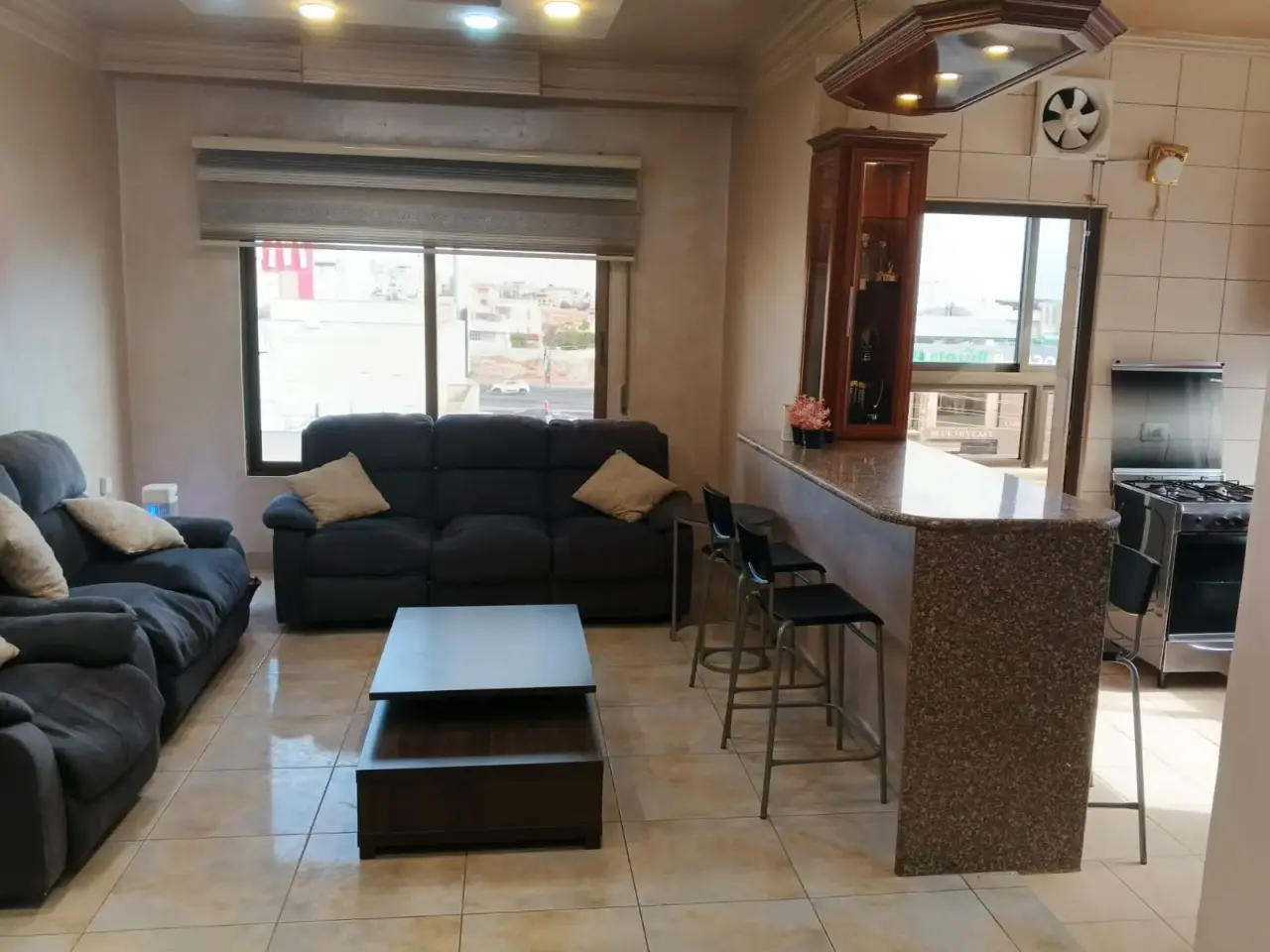Master suite and balcony in a newly built furnished flat for rent, Tabarbour