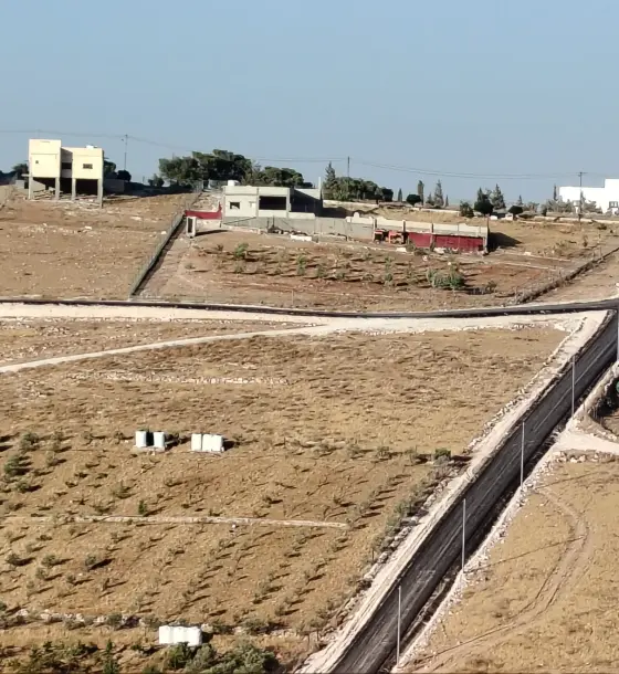 Three paved streets around a 3.4-dunum plot in Bala'ama, Hamnana, Mafraq
