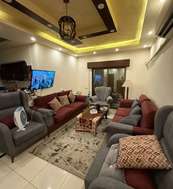 Furnished 125 m² ground-floor apartment for rent near Al Shuhada roundabout, Irbid