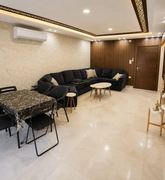 Semi-ground 200 m² apartment with 180 m² yard and BBQ for sale, Al Rahebat, Irbid